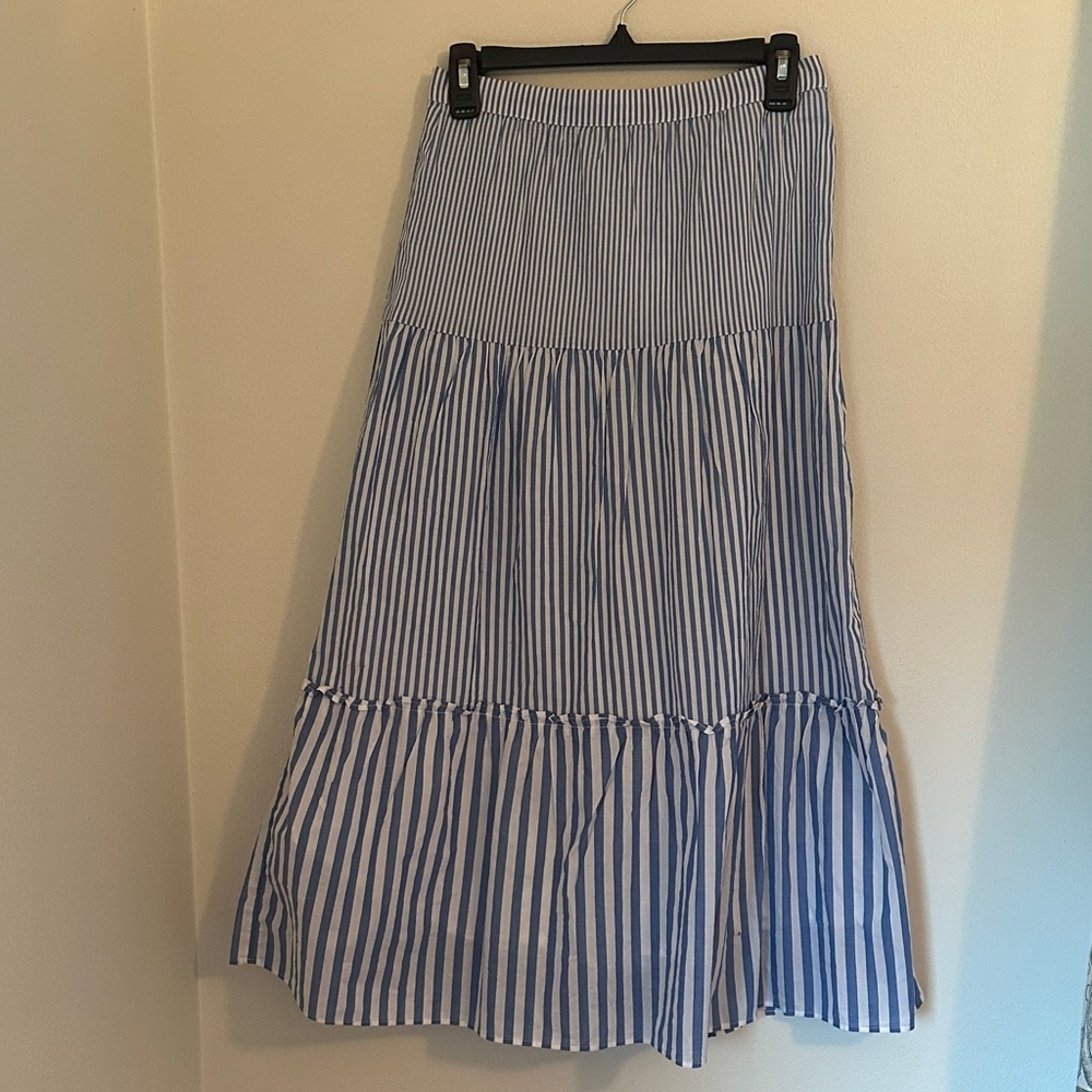 NWT J Crew Blue Stripe Maxi Skirt